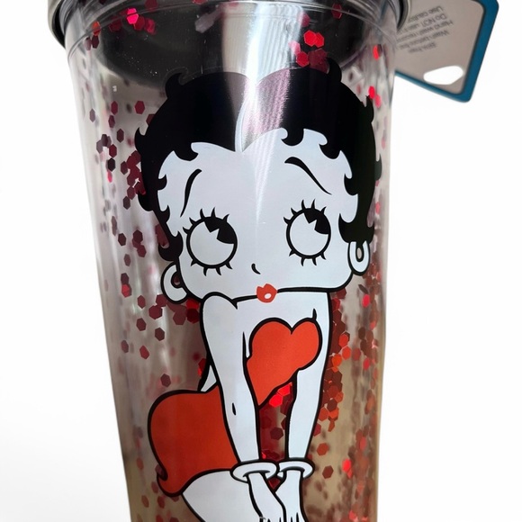 Betty Boop 20 oz. Tumbler Cup with Lid + Straw NIB Glitter Sparkle Reusable - Picture 5 of 10